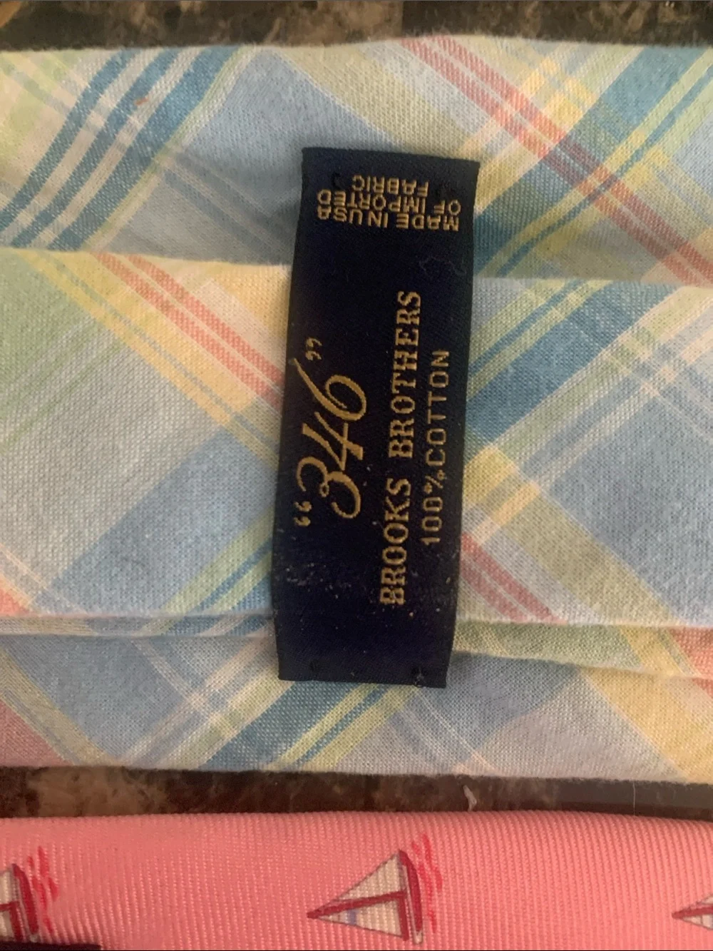 Brooks Brothers Pastel Pink and Blue Plaid with Pink Sailboat Tie